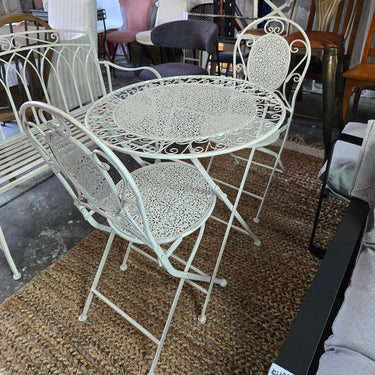 Outdoor Garden Table and Chair Set - Antique White at Online8 Furniture Auckland NZ