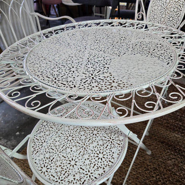 Outdoor Garden Table and Chair Set - Antique White at Online8 Furniture Auckland NZ