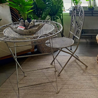 Outdoor Garden Table and Chair Set - Antique White at Online8 Furniture Auckland NZ