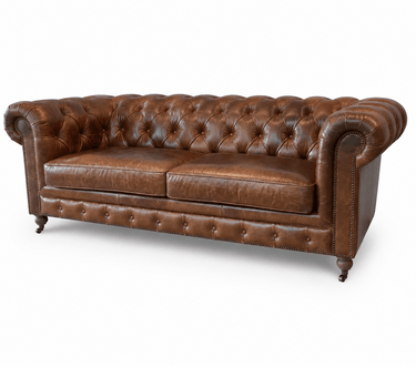 Oxford Aged Leather 3-Seater Chesterfield - Foundry at Online8 Furniture Auckland NZ