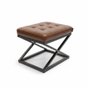 Oxford Aged Leather Tufted Ottoman at Online8 Furniture Auckland NZ