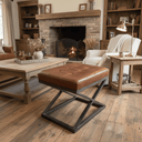 Oxford Aged Leather Tufted Ottoman at Online8 Furniture Auckland NZ