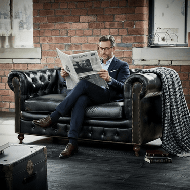 Oxford Chesterfield Aged Leather 2 Seater Sofa - Belon Black at Online8 Furniture Auckland NZ