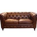 Oxford Chesterfield Aged Leather 2 Seater Sofa - Vintage Cigar at Online8 Furniture Auckland NZ