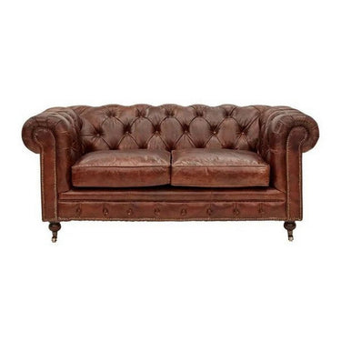 Oxford Chesterfield Aged Leather 2 Seater Sofa - Vintage Cigar at Online8 Furniture Auckland NZ