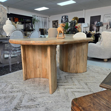 Paden Curved Dining Table – Natural - 1800mm at Online8 Furniture Auckland NZ