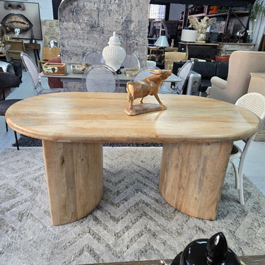 Paden Curved Dining Table – Natural - 1800mm at Online8 Furniture Auckland NZ