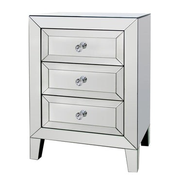 Palisade 3 Drawer Mirrored Bedside Table at Online8 Furniture Auckland NZ