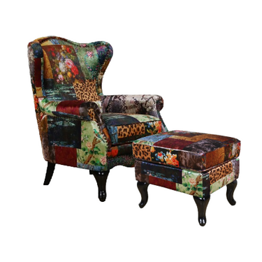 Paltrona Patchwork Armchair with Ottoman at Online8 Furniture Auckland NZ