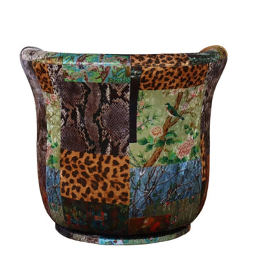 Patchwork Tub Swivel Chair - Leopard at Online8 Furniture Auckland NZ