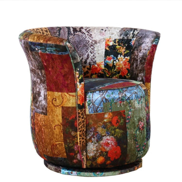 Patchwork Tub Swivel Chair - Leopard at Online8 Furniture Auckland NZ
