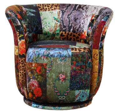 Patchwork Tub Swivel Chair - Leopard at Online8 Furniture Auckland NZ