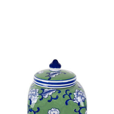 Peony Ceramic Square Jar Large styled on a console shelf