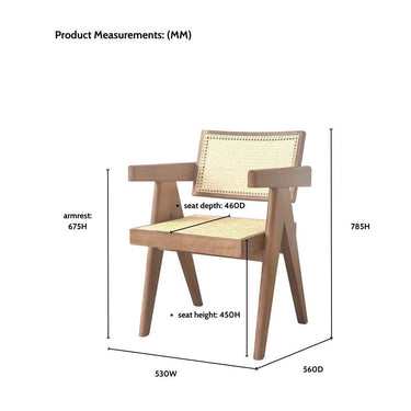 Pierre Rattan Armchair | Dining Chair - Walnut at Online8 Furniture Auckland NZ