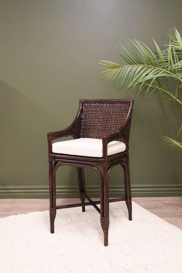 PLANTATION Kipling Bench Stool w/Cream Seat Cushion - Chocolate at Online8 Furniture Auckland NZ