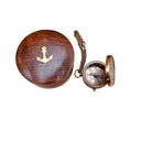 Pocket Brass Compass with Round Wooden Box at Online8 Furniture Auckland NZ