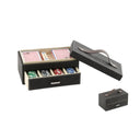 Poker Box Set in black and brown PU leather and MDF, a storage box with playing cards included