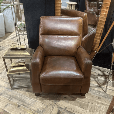 Pompei Aged Leather Recliner Chair - Vintage Cigar at Online8 Furniture Auckland NZ
