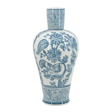Porcelain Blue and White Fluted Vase at Online8 Furniture Auckland NZ