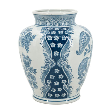 Porcelain Blue and White Round Vase at Online8 Furniture Auckland NZ