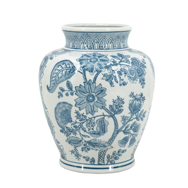 Porcelain Blue and White Round Vase at Online8 Furniture Auckland NZ