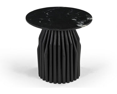 Avery Round Side Table with Marble Top - Black at Online8 Furniture Auckland NZ