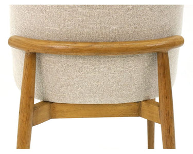 Adele Linen & Oak Wing Dining Chair - Grey Beige at Online8 Furniture Auckland NZ