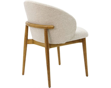 Adele Linen & Oak Wing Dining Chair - Grey Beige at Online8 Furniture Auckland NZ