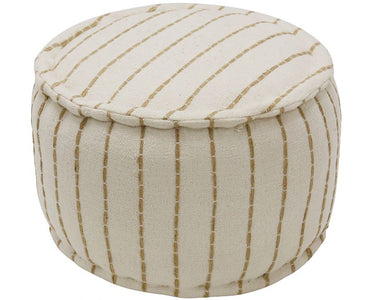 Solis Handloom Pouf - Ecru & Natural at Online8 Furniture Auckland NZ