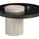Elwood Iron & Travertine Coffee Table - Black at Online8 Furniture Auckland NZ