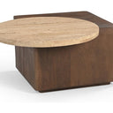 Verona Side Table with Travertine Top - Walnut at Online8 Furniture Auckland NZ