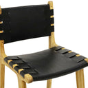 Skata Dining Chair - Teak Oil Wood & Black Leather at Online8 Furniture Auckland NZ