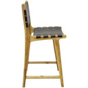 Skata Dining Chair - Teak Oil Wood & Black Leather at Online8 Furniture Auckland NZ
