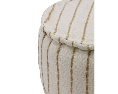Solis Handloom Pouf - Ecru & Natural at Online8 Furniture Auckland NZ