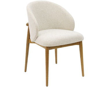 Adele Linen & Oak Wing Dining Chair - Grey Beige at Online8 Furniture Auckland NZ