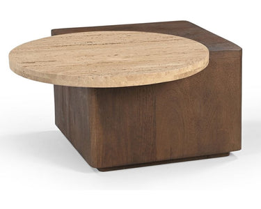 Verona Coffee Table with Travertine Top - Walnut at Online8 Furniture Auckland NZ