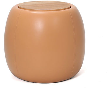 Tub Upholstered Side Table with Storage - Tan at Online8 Furniture Auckland NZ