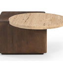 Verona Side Table with Travertine Top - Walnut at Online8 Furniture Auckland NZ
