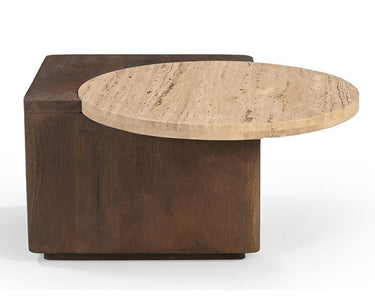 Verona Coffee Table with Travertine Top - Walnut at Online8 Furniture Auckland NZ