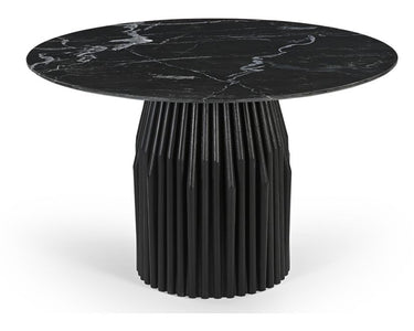 Avery Round Dining Table with Marble Top - Black at Online8 Furniture Auckland NZ