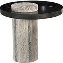 Elwood Iron & Travertine Side Table - Black at Online8 Furniture Auckland NZ