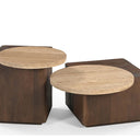 Verona Side Table with Travertine Top - Walnut at Online8 Furniture Auckland NZ