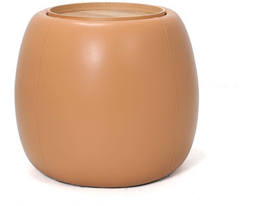 Tub Upholstered Side Table with Storage - Tan at Online8 Furniture Auckland NZ