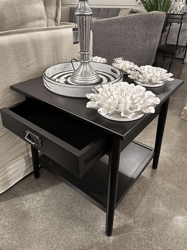 Provence Bedside Table - Black at Online8 Furniture Auckland NZ