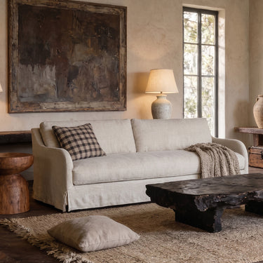 Provence Linen 3 Seater Sofa with a deep 103cm seat and low 78cm back
