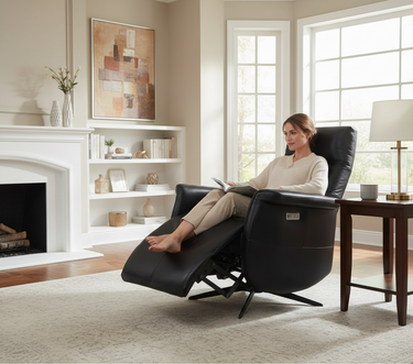 Providence Aged Leather Electric Recliner Chair - Belon Black at Online8 Furniture Auckland NZ
