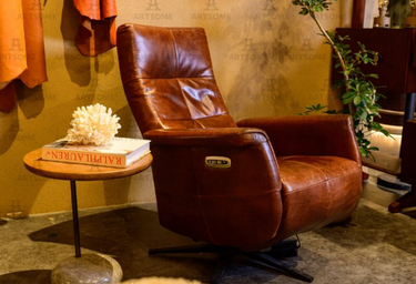 Providence Aged Leather Electric Recliner Chair - Vintage Cigar at Online8 Furniture Auckland NZ