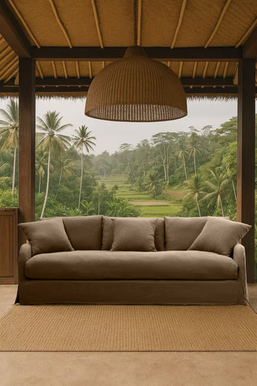 Provincial Slipcover 3-Seater Sofa: French Linen - Mocha at Online8 Furniture Auckland NZ