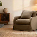 Provincial Slipcover Armchair - French Linen - Mocha at Online8 Furniture Auckland NZ