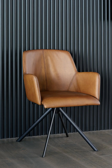 Pure Stewart Leather Swivel Chair - Matt Light Brown at Online8 Furniture Auckland NZ